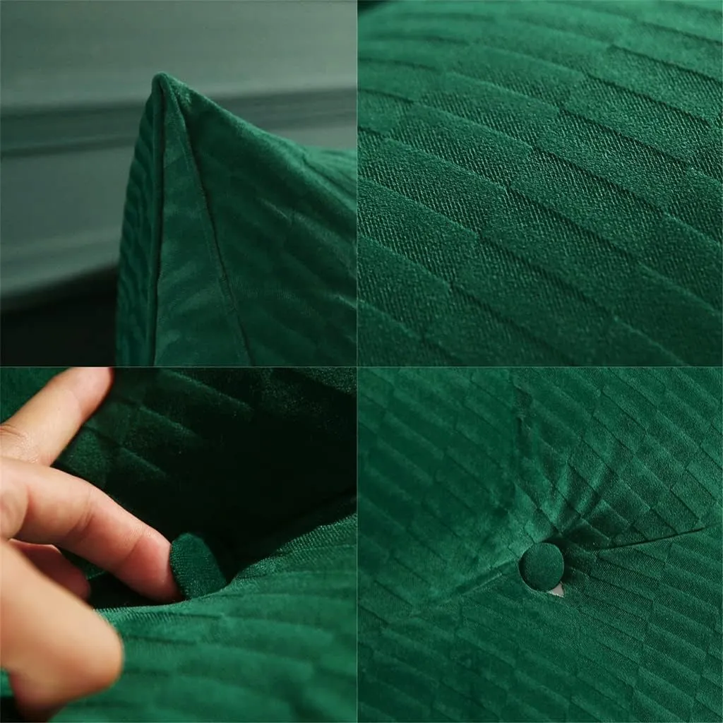 Triangular Headboard Pillow with Side Pockets, Solid Color Velvet Cushion Reading Pillow, Large Bolster Positioning Support Wedge Pillow for Daybed Bed with Removable Cover,Green,Twin/100cm