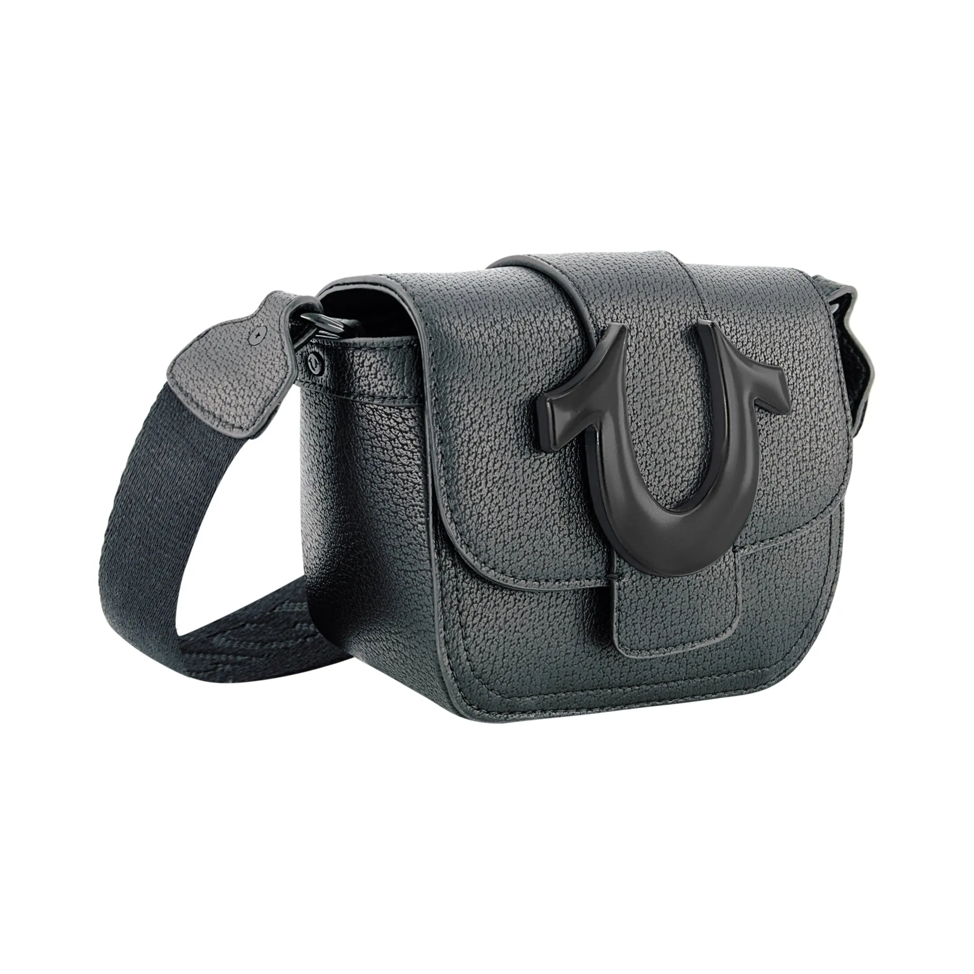 True Religion Mini Flap Dark Hardware Crossbody Bag - Black