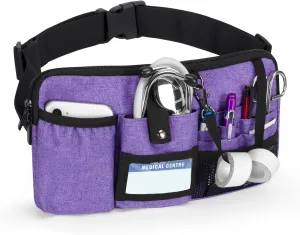 Trunab Utility Nurse Fanny Pack with 12 Essential Tool Pockets, Tape Holder, Adjustable Waist Belt, Medical Organizer Pouch for Nurse, Doctor Purple