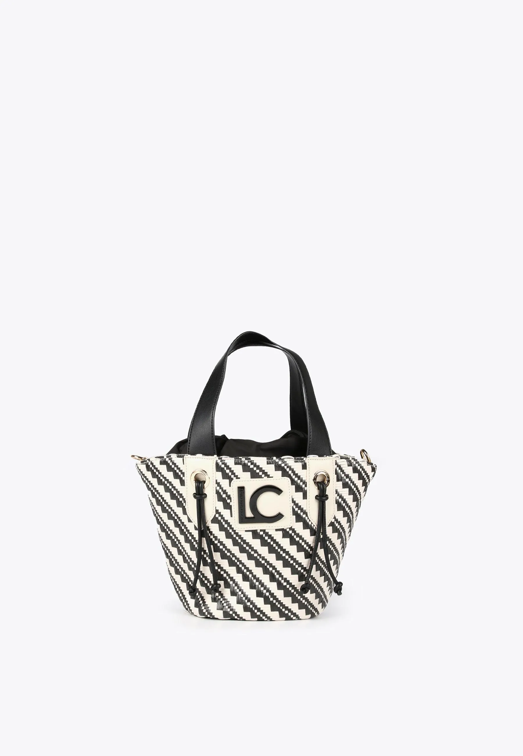 Two-tone basket-style crossbody bag
