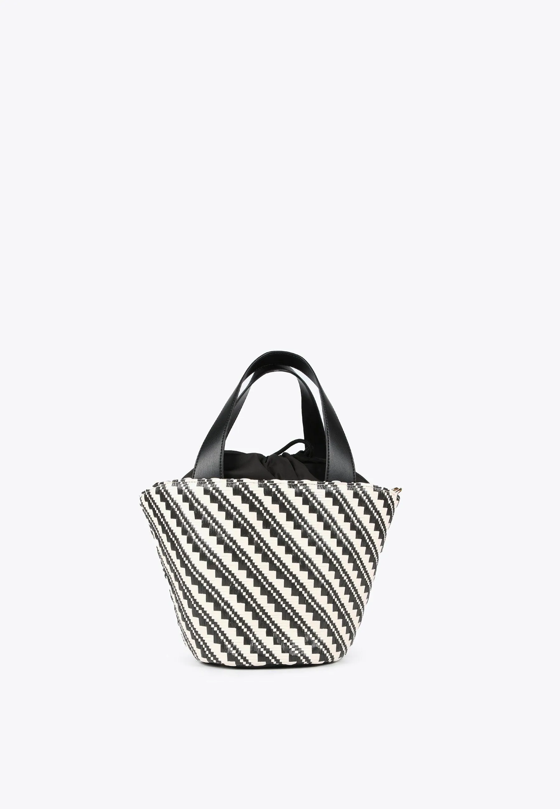 Two-tone basket-style crossbody bag