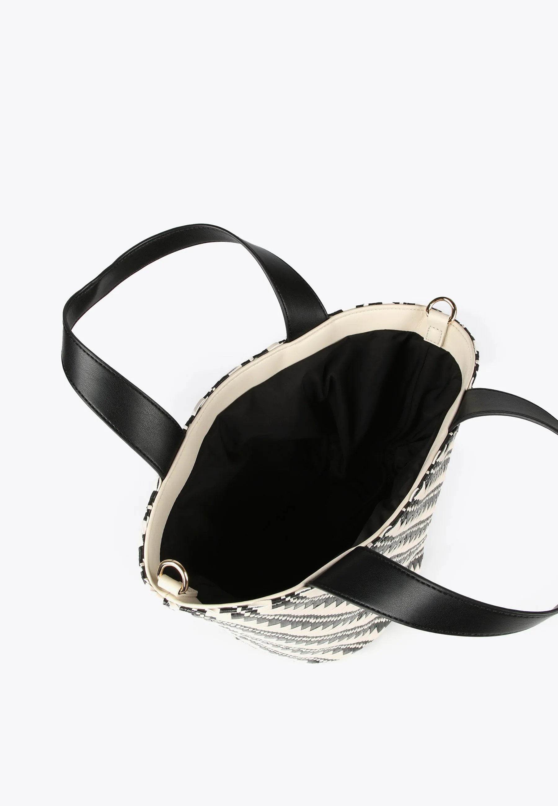 Two-tone basket-style crossbody bag
