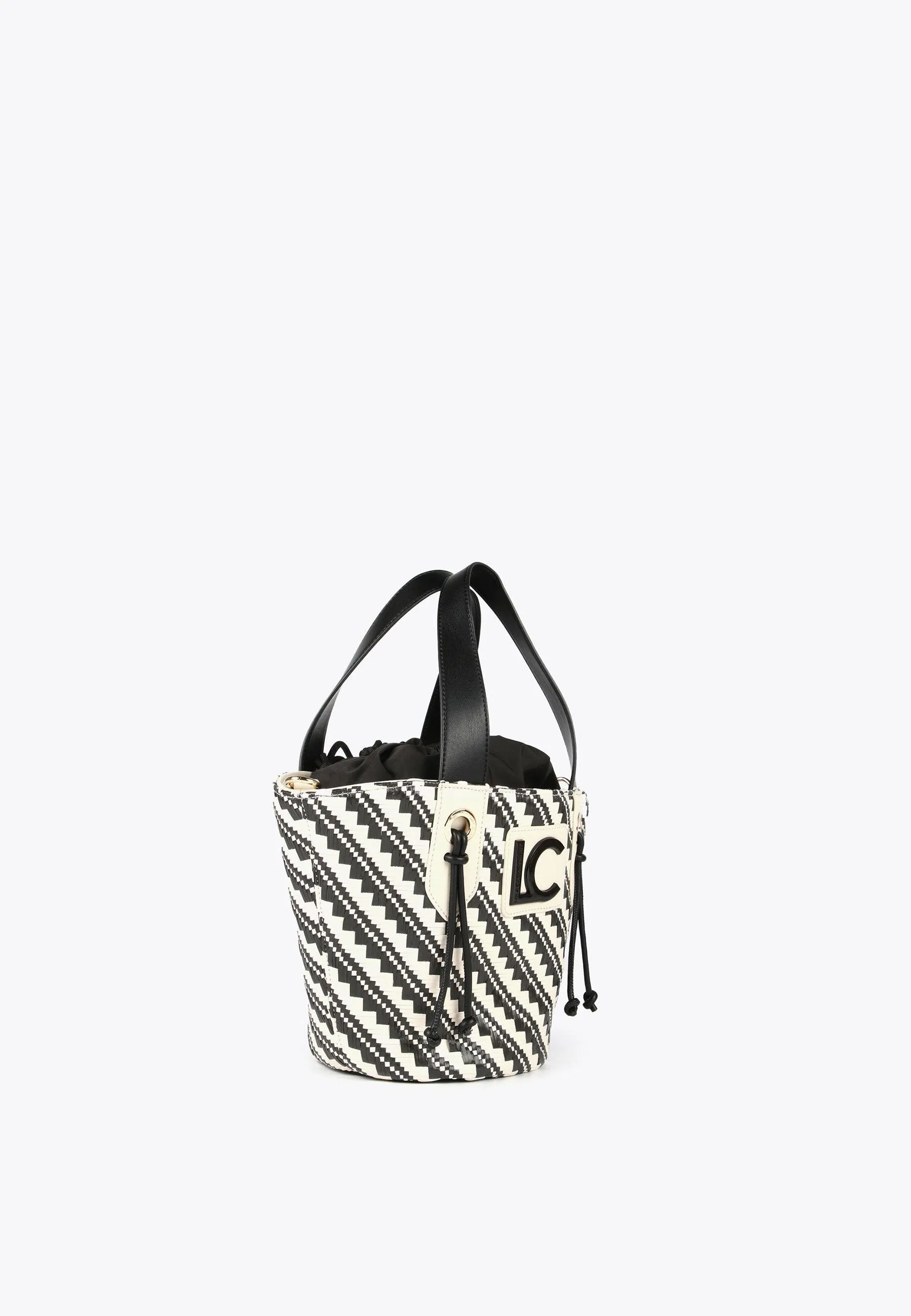 Two-tone basket-style crossbody bag