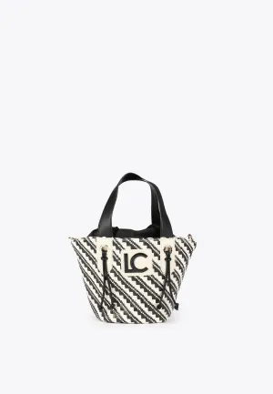 Two-tone basket-style crossbody bag