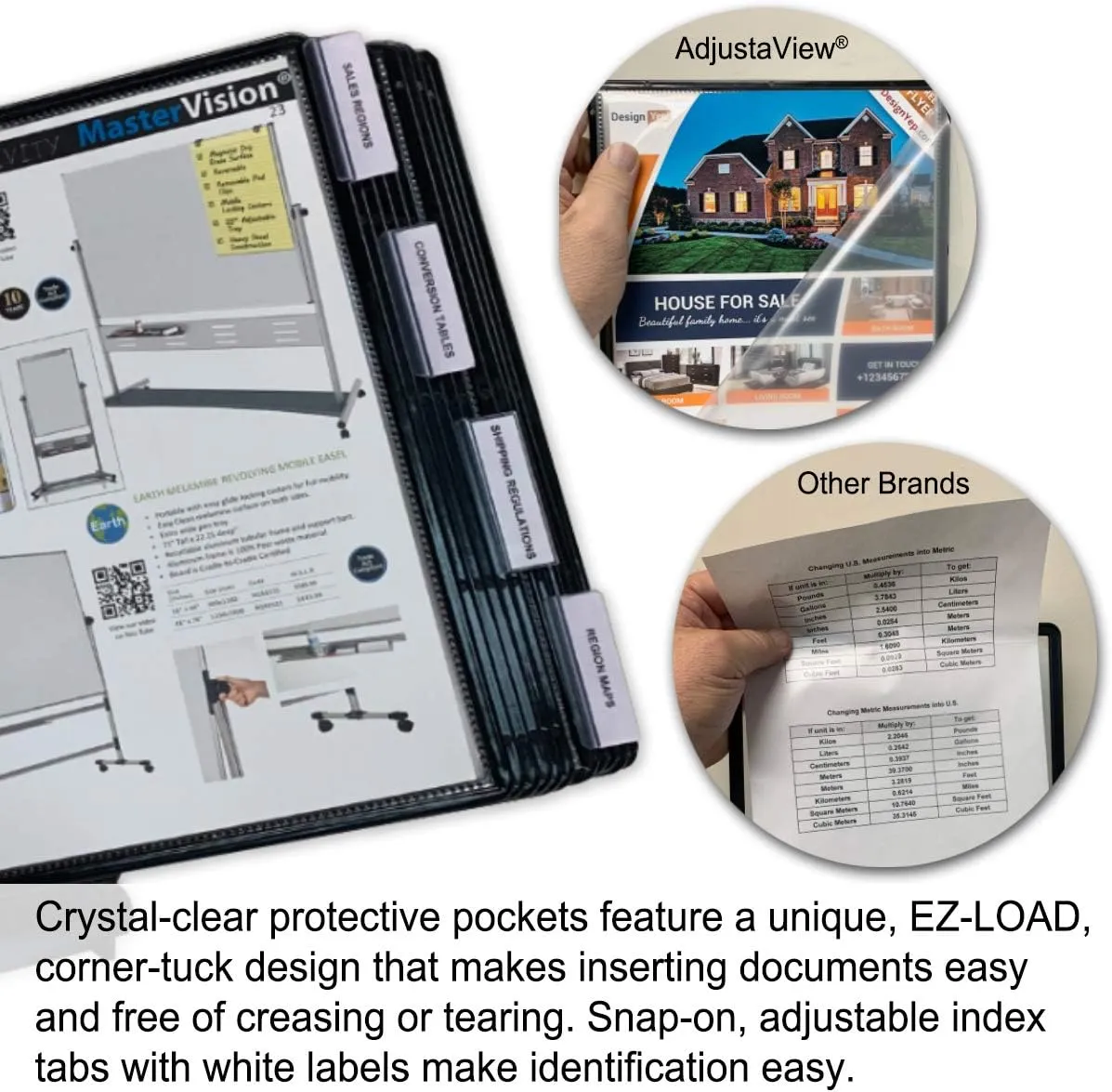 Ultimate Office AdjustaView 10-Pocket Desk Reference Organizer Add-On with Easy-Load Pockets (Add-On Module Only), Black Pockets