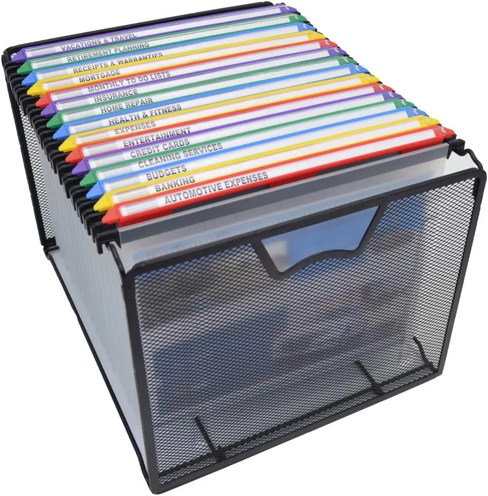 Ultimate Office Mesh Hanging File Organizer Complete with 5 MagniFile Hanging File Folders, Frost Files with Colored Indexes