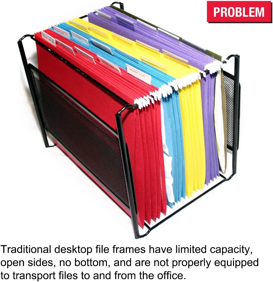 Ultimate Office Mesh Hanging File Organizer Complete with 5 MagniFile Hanging File Folders, Frost Files with Colored Indexes