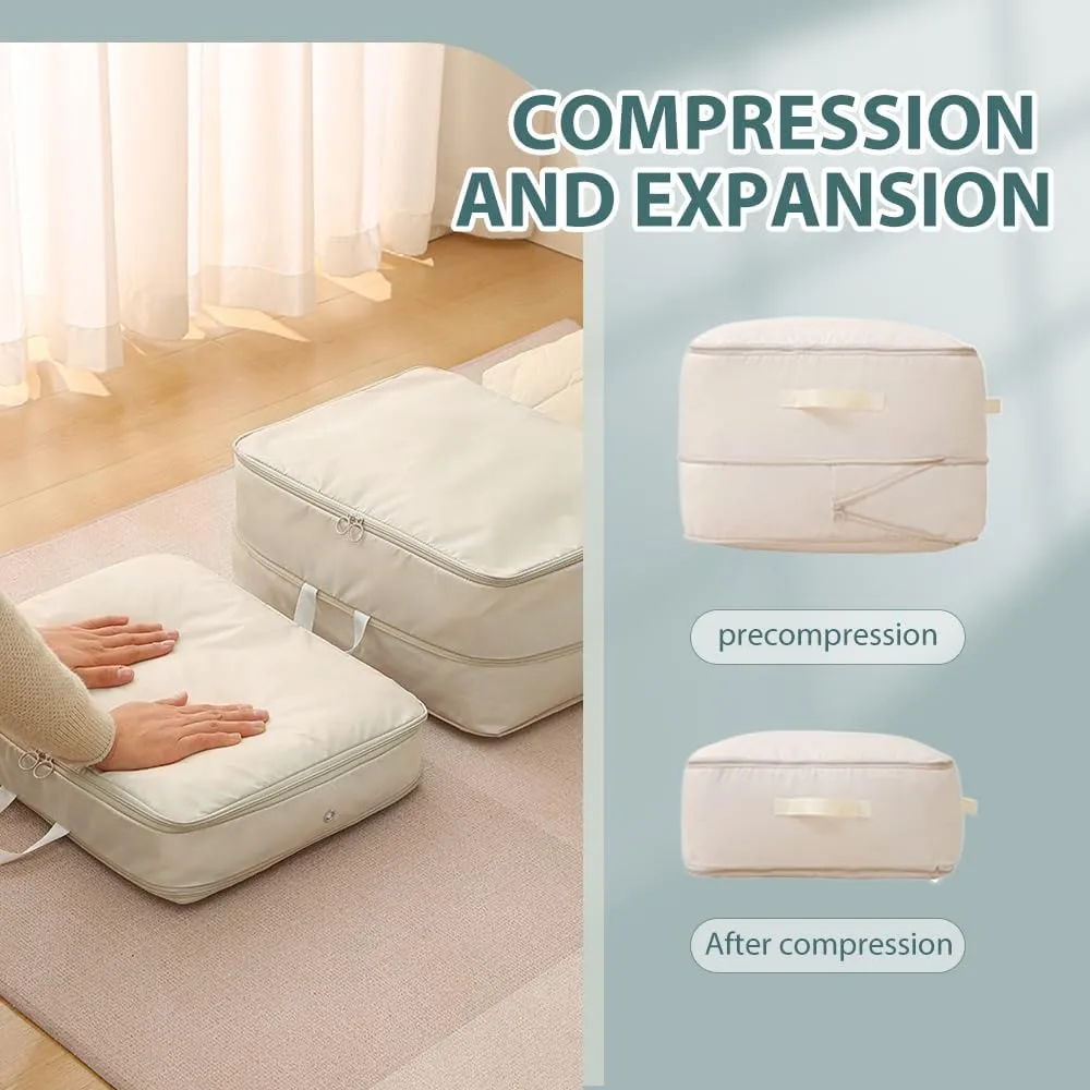 Ultra Space Saving Self Compression Organizer, 2025 New Space Saver Quilt Compression Storage Bag, Premium Comforter Storage Bag Packaging Cube Bedding Storage Bag (Grey, XL - 54 * 42 * 50cm)