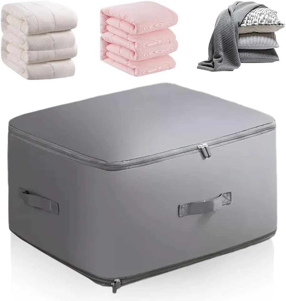 Ultra Space Saving Self Compression Organizer, 2025 New Storage Organizerr, Dustproof and Moisture-proof Compression Storage Bag for Comforters, Clothes, Blankets (Gray, Large)