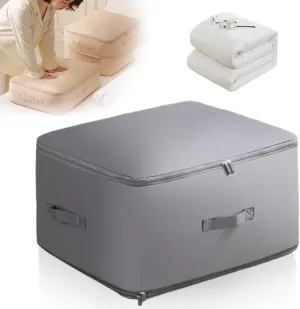 Ultra Space Saving Self Compression Organizer, 2025 Upgrade Space Saver Quilt Compression Storage Bag, Premium Comforter Storage Bag Packaging Cube Bedding Storage Bag (Gray, Large(54x42x30cm))
