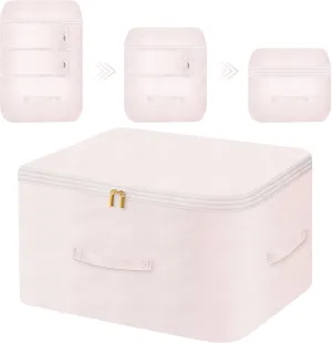 Ultra Space Saving Self Compression Organizer, Comforter Storage Bag for Clothes, Blankets, Pillows, Duvet, Comforters, Bedding Sets and Much More (Pink,X-L - 54 * 42 * 60cm)