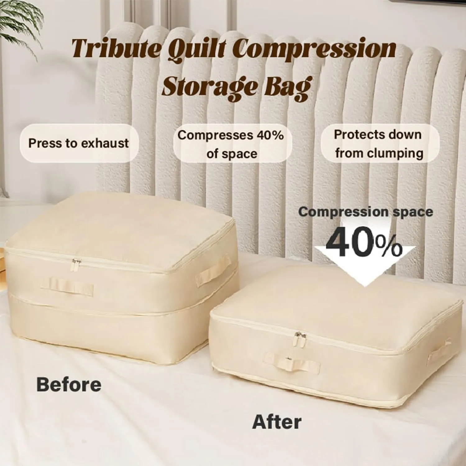 Ultra Space Saving Self Compression Organizer, Compression Duvet Storage Bag Large Capacity, Heavy Duty Moving Bags, Travel Packing Organizers Storage Tote for Clothes, Comforters (Gray, M L)