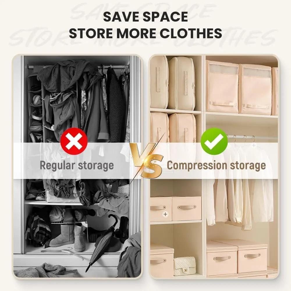 Ultra Space Saving Self Compression Organizer,2024 NEW Heavy Duty Moving Bags,Storage Tote for Space Saving,Self Compression Moving Organizer Bags for Comforters,Clothes,Blankets(Grey,L)