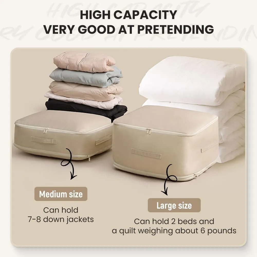 Ultra Space Saving Self Compression Organizer,2024 NEW Heavy Duty Moving Bags,Storage Tote for Space Saving,Self Compression Moving Organizer Bags for Comforters,Clothes,Blankets(Grey,L)
