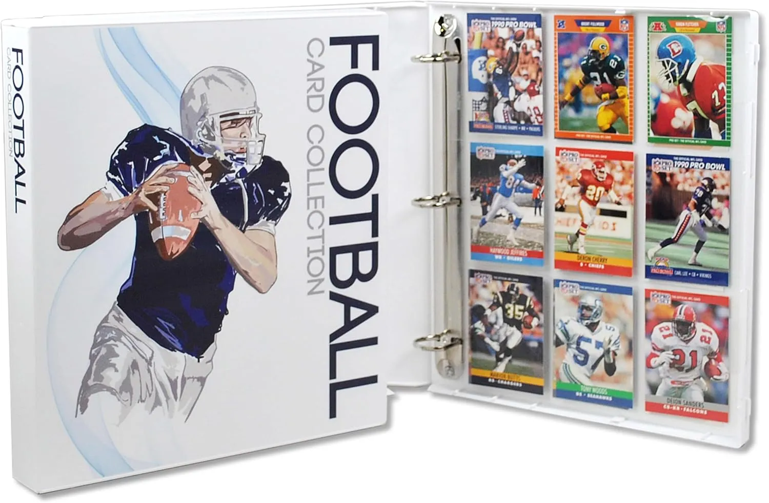 UniKeep Football Themed Trading Card Collection Binder with Trading Card Pages. (Blue, Metal Rings)