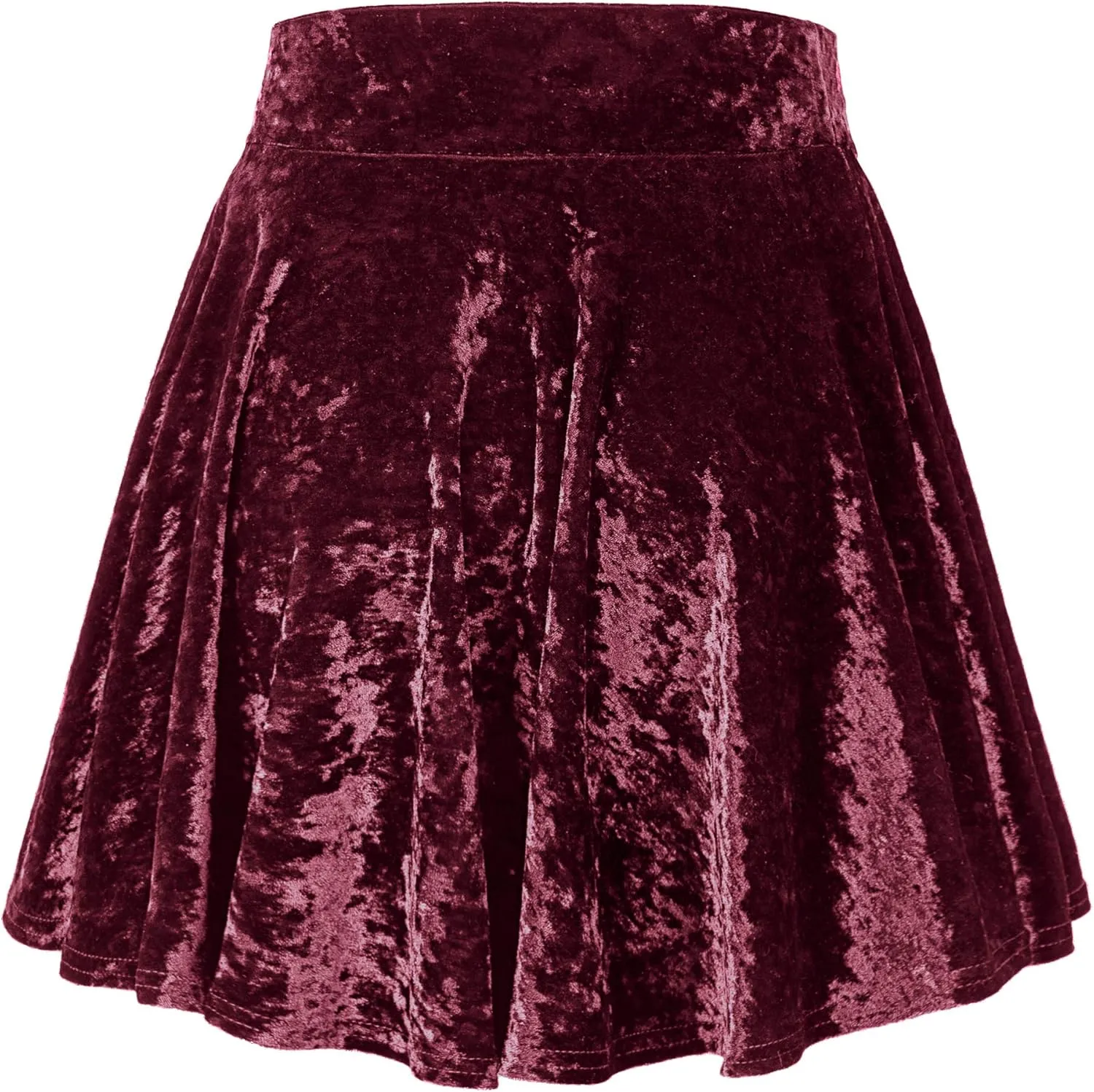 Urban CoCo Women's Vintage Velvet Stretchy Mini Flared Skater Skirt