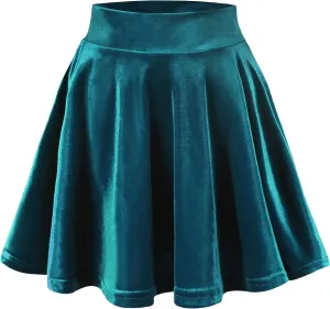 Urban CoCo Women's Vintage Velvet Stretchy Mini Flared Skater Skirt