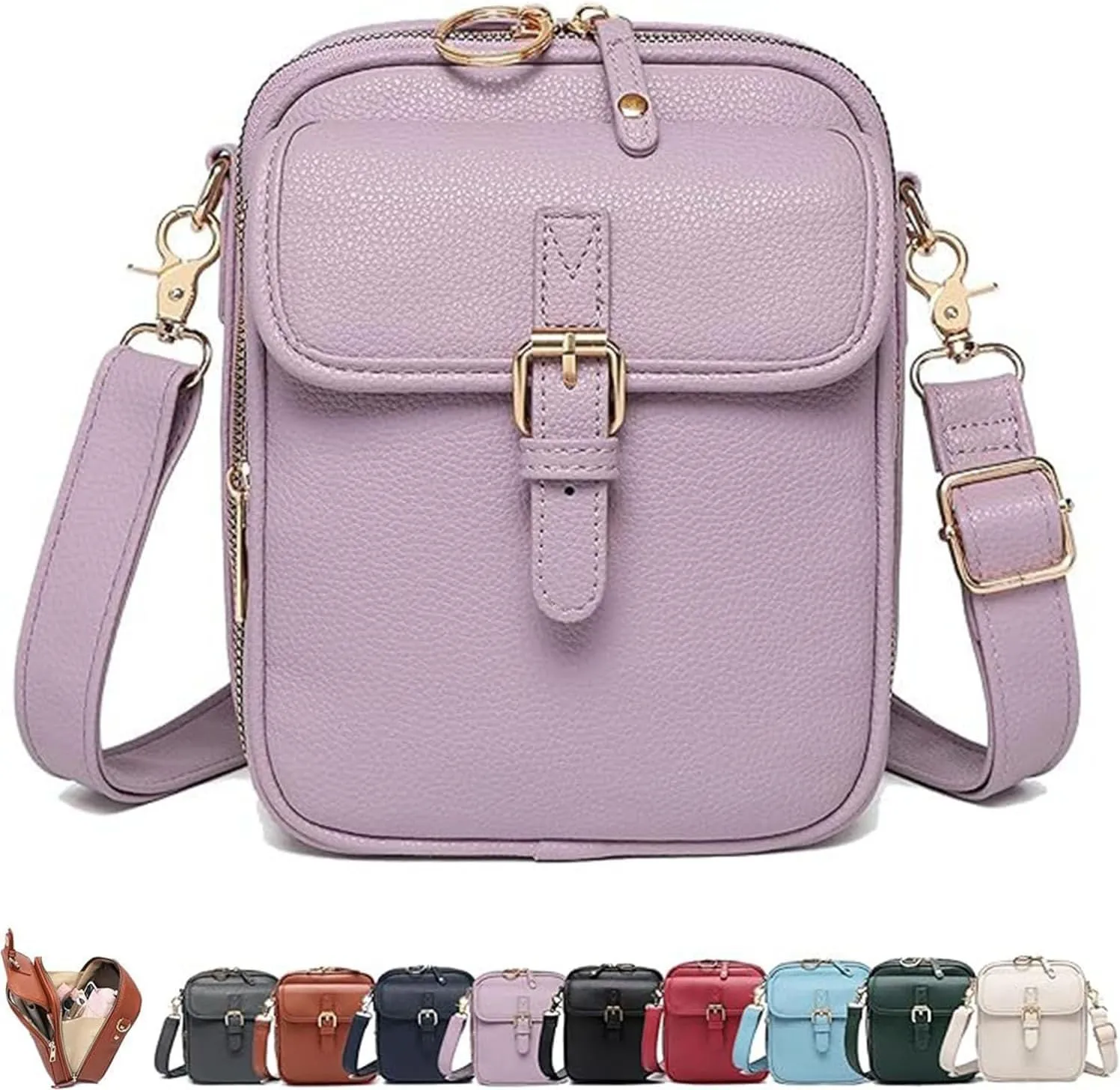 Urvashi Women's Anti-Theft Vintage Crossbody Bag-Large Capacity Leather Purse with 10 Card Slots & Lockable Zipper