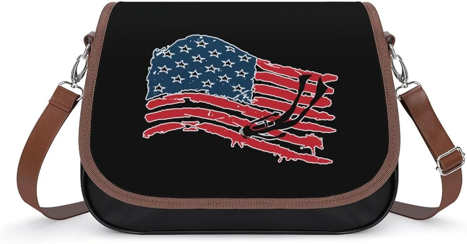 U.S Scuba Flag Cute Crossbody Purses for Women Leather Shoulder Bag Adjustable Shoulder Strap Handbag