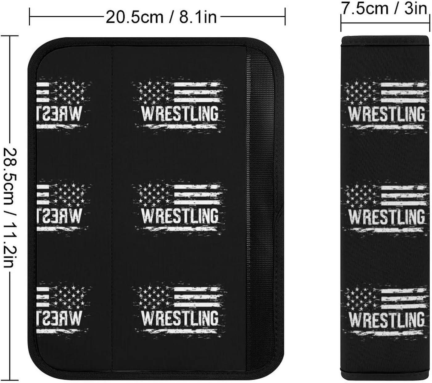 U.S.A Flag Wrestling Fashion Car Seat Belt Cover Pad for Shoulder Bag Camera Soft Comfort Accessories 1PCS