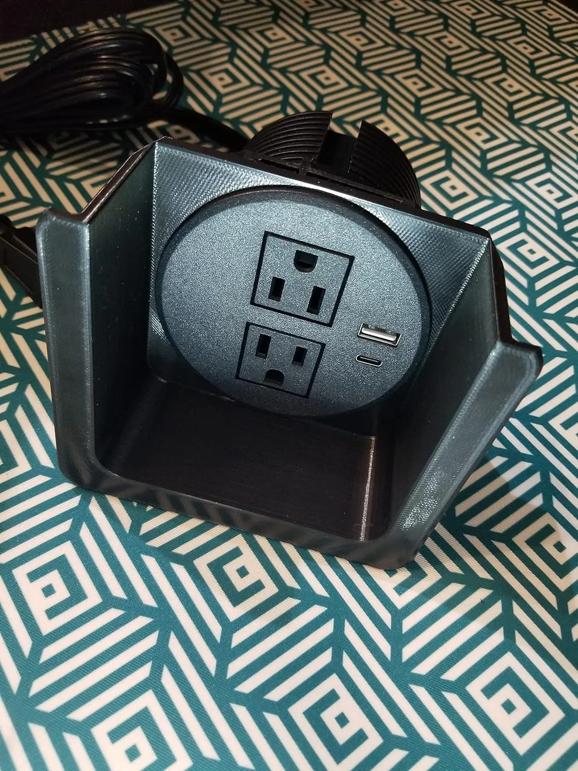 USB-C Power Hub 3⅛in Compatible with Lovesac Sectional in (Black, HUB Only, NO power outlet)