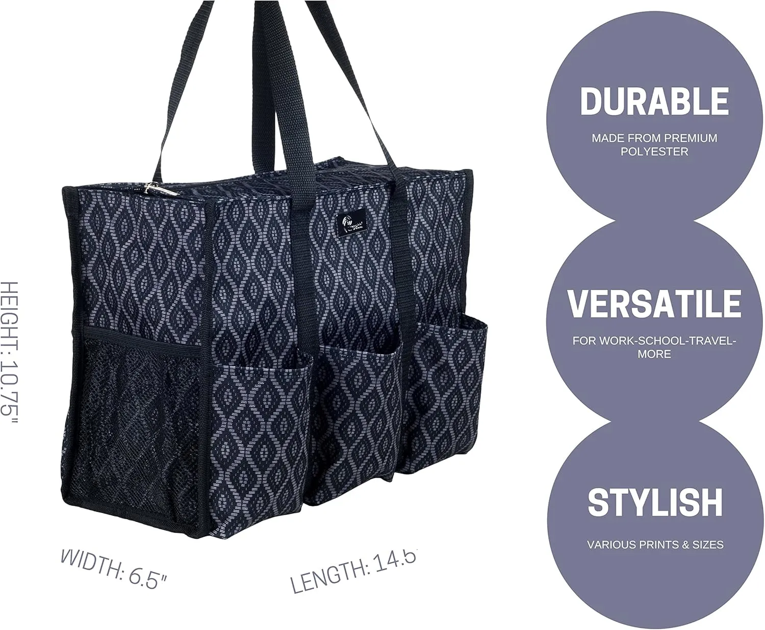 Utility Tote with Pockets & Compartments - Perfect Nurse, Teacher & Work Bag