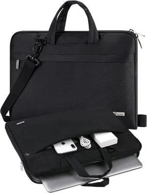 V Voova Laptop Bag 15.6 inch with Shoulder Strap & Handle, Waterproof Laptop Case Sleeve Compatible with 15-16”MacBook Air/Pro, HP Acer Asus Dell Lenovo, Slim Computer Bag for Men Women, Black
