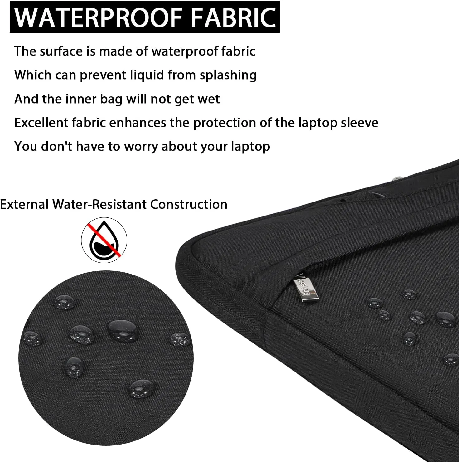 V Voova Laptop Bag 15.6 inch with Shoulder Strap & Handle, Waterproof Laptop Case Sleeve Compatible with 15-16”MacBook Air/Pro, HP Acer Asus Dell Lenovo, Slim Computer Bag for Men Women, Black