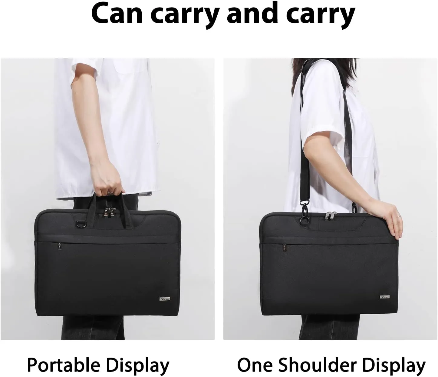 V Voova Laptop Bag 15.6 inch with Shoulder Strap & Handle, Waterproof Laptop Case Sleeve Compatible with 15-16”MacBook Air/Pro, HP Acer Asus Dell Lenovo, Slim Computer Bag for Men Women, Black
