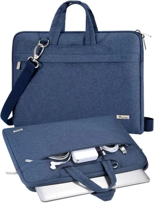V Voova Laptop Bag 17 17.3 inch with Shoulder Strap & Handle, Waterproof Laptop Case Sleeve Compatible with 17-18 Inch HP Acer Asus Dell Lenovo, Slim Briefcase Computer Cover for Men Women, Blue