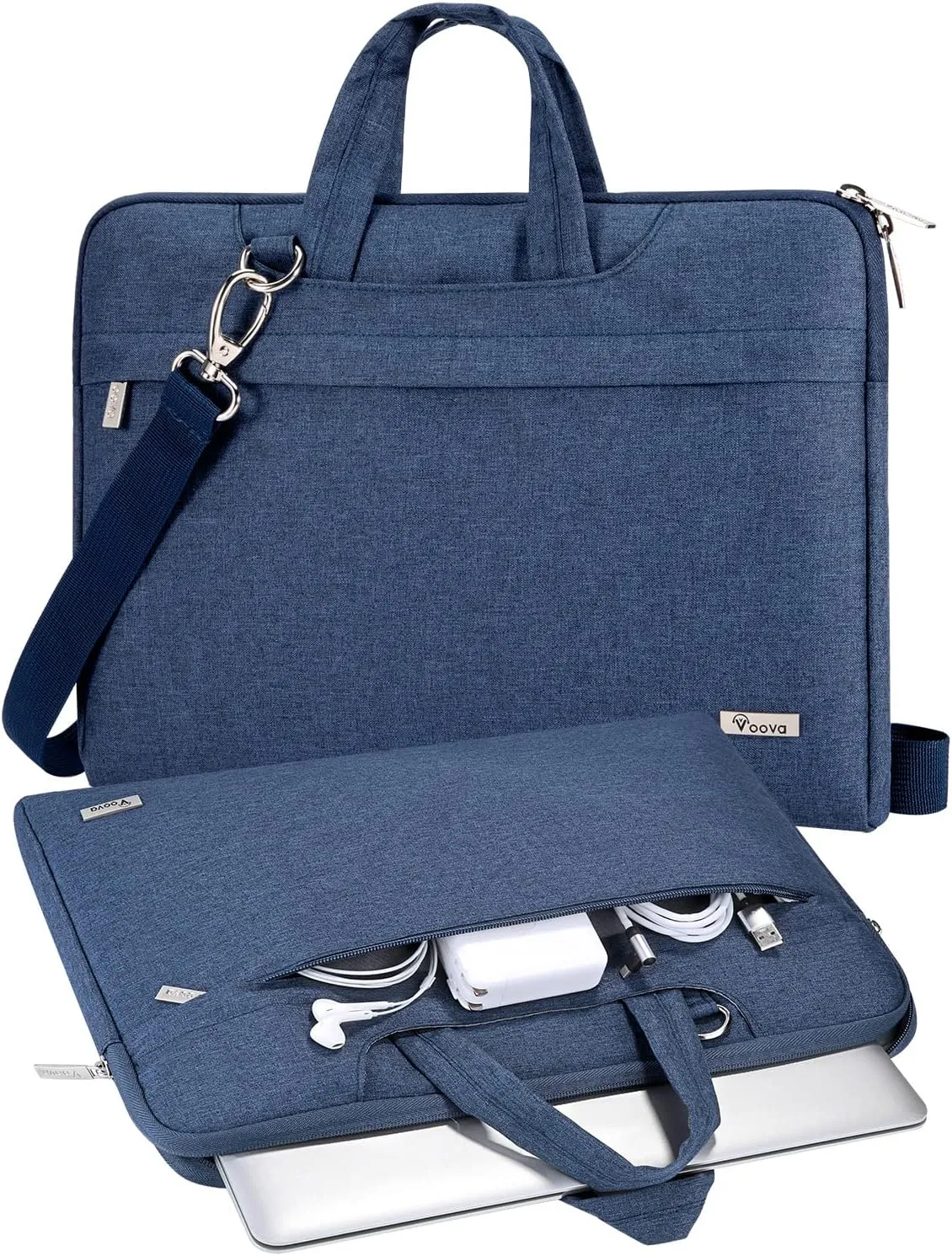 V Voova Laptop Bag 17 17.3 inch with Shoulder Strap & Handle, Waterproof Laptop Case Sleeve Compatible with 17-18 Inch HP Acer Asus Dell Lenovo, Slim Briefcase Computer Cover for Men Women, Blue