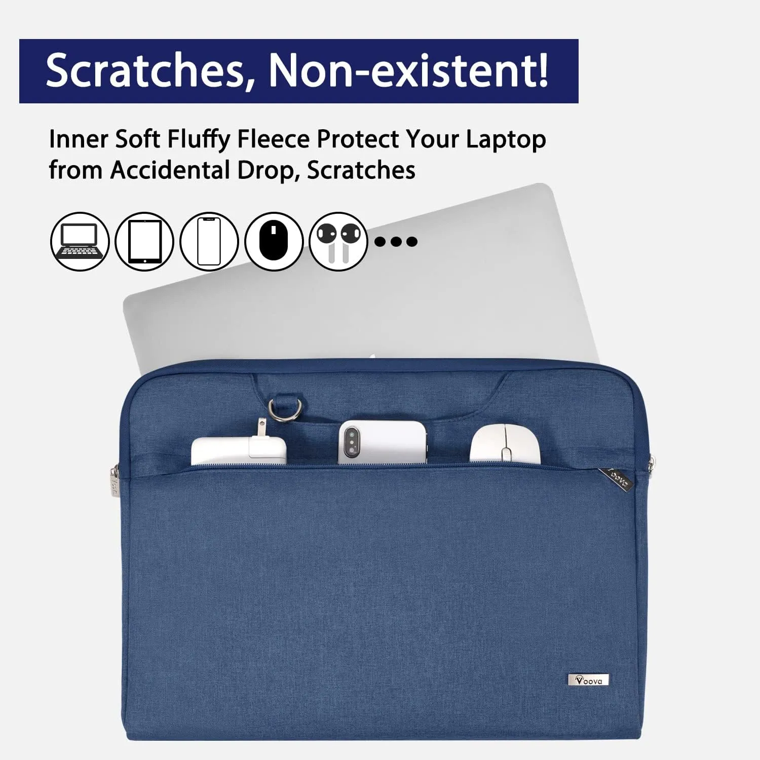 V Voova Laptop Bag 17 17.3 inch with Shoulder Strap & Handle, Waterproof Laptop Case Sleeve Compatible with 17-18 Inch HP Acer Asus Dell Lenovo, Slim Briefcase Computer Cover for Men Women, Blue