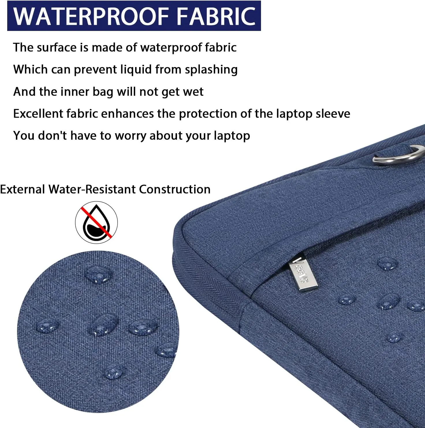 V Voova Laptop Bag 17 17.3 inch with Shoulder Strap & Handle, Waterproof Laptop Case Sleeve Compatible with 17-18 Inch HP Acer Asus Dell Lenovo, Slim Briefcase Computer Cover for Men Women, Blue