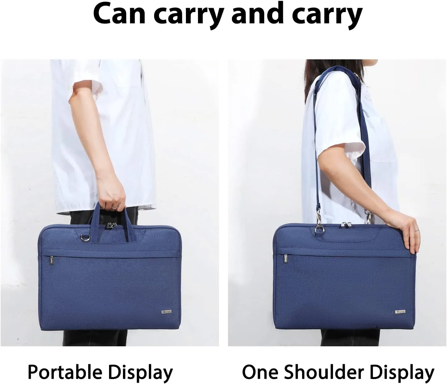 V Voova Laptop Bag 17 17.3 inch with Shoulder Strap & Handle, Waterproof Laptop Case Sleeve Compatible with 17-18 Inch HP Acer Asus Dell Lenovo, Slim Briefcase Computer Cover for Men Women, Blue