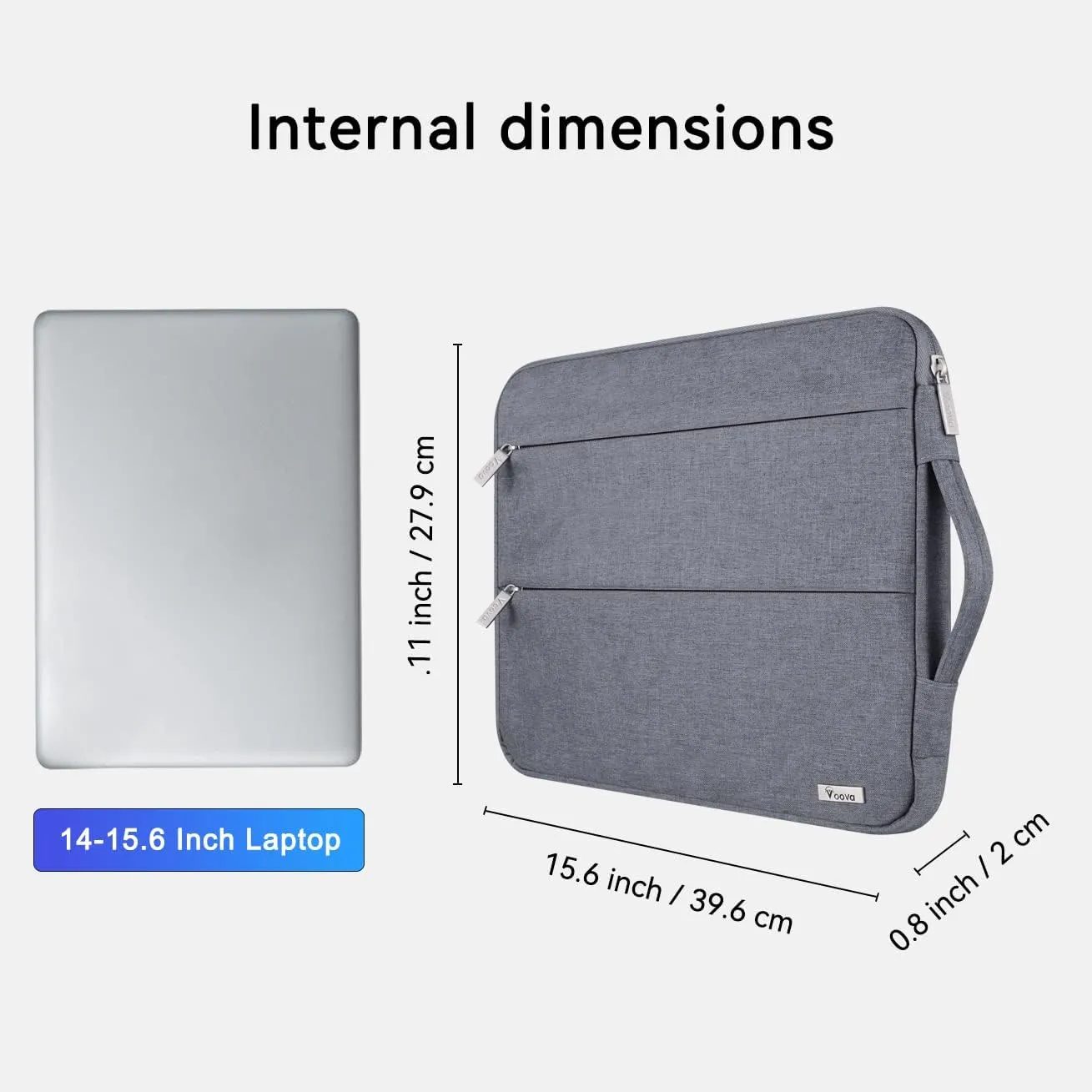 V Voova Laptop Sleeve Carrying Case 15.6 16 Inch,Slim Computer Cover Bag Compatible with MacBook Pro 15/16, Dell xps 15,15-16 Inch HP Dell Asus Acer Laptop, Dark Grey
