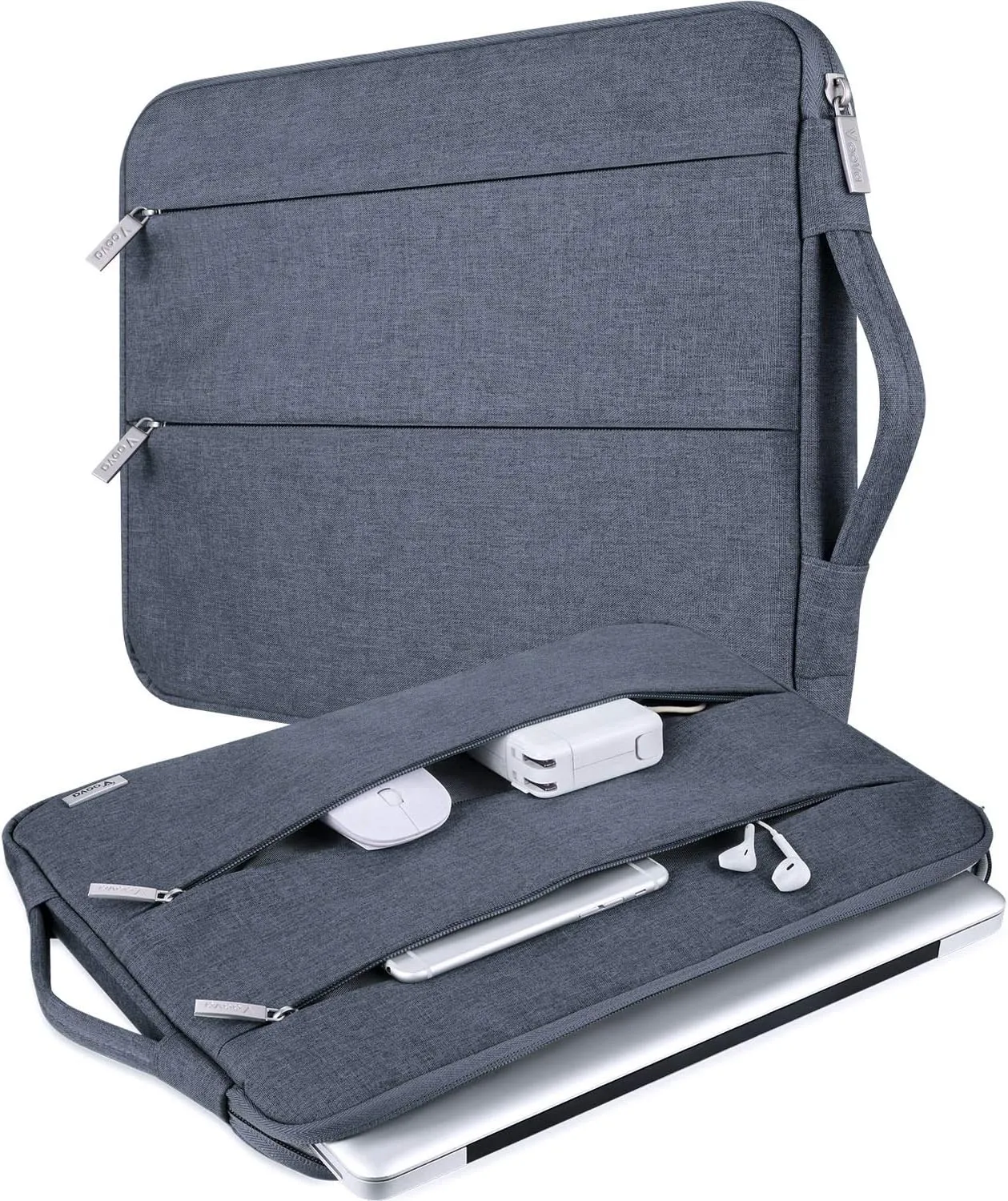 V Voova Laptop Sleeve Carrying Case 15.6 16 Inch,Slim Computer Cover Bag Compatible with MacBook Pro 15/16, Dell xps 15,15-16 Inch HP Dell Asus Acer Laptop, Dark Grey