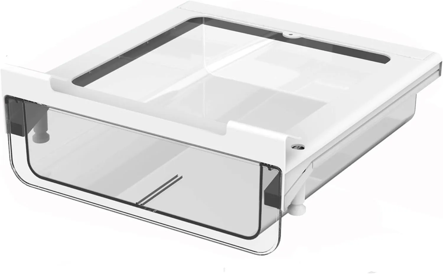 vacane Kitchen Organizer Drawer, Clear Under Shelf Drawer,Pantry Drawer Under Cabinet Shelf Hanging Storage, Pull Out Fridge Bins Organizer