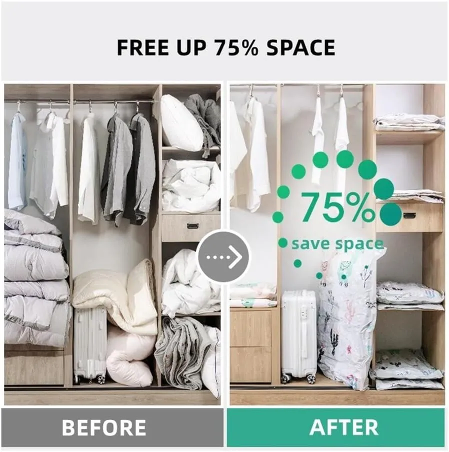 Vacuum Storage Bag Pumping Cotton Quilt Compression Bag Packing Finishing Vacuum Bag Thickening Clothes Storage Bag(Oriental charm,60 X 80cm)