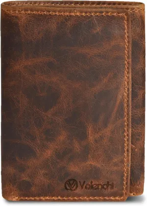 VALENCHI Leather Trifold Wallet For Men - RFID Blocking - 9 Card Slots, 2 Note Compartments & 1 ID Window - Minimalist Design, Slim Wallet - Premium, Fashionable Accessory Gifts for Men, Him