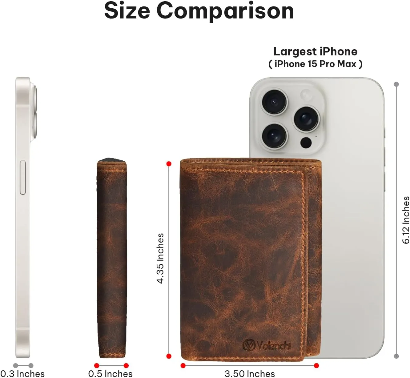 VALENCHI Leather Trifold Wallet For Men - RFID Blocking - 9 Card Slots, 2 Note Compartments & 1 ID Window - Minimalist Design, Slim Wallet - Premium, Fashionable Accessory Gifts for Men, Him
