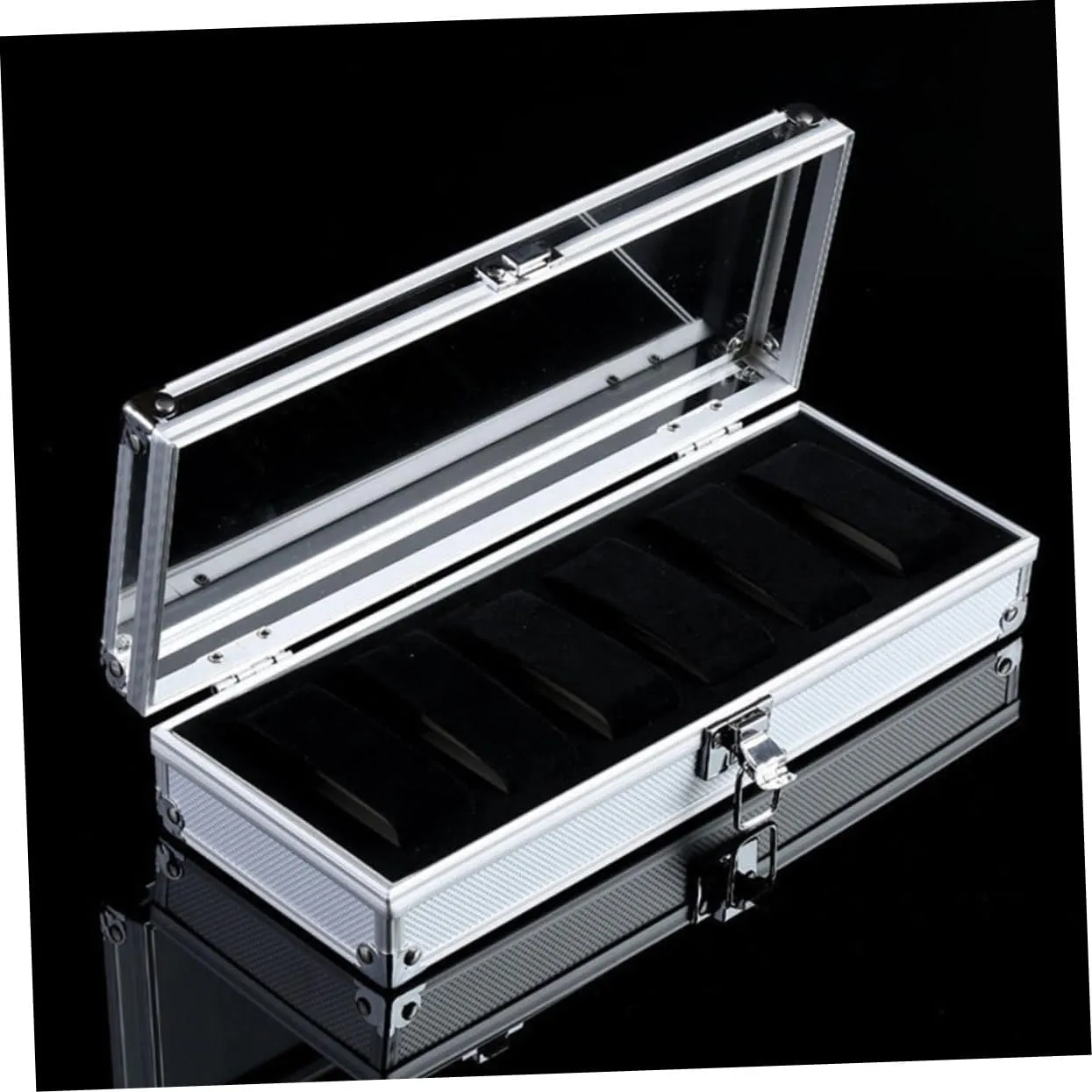 VALICLUD 2pcs Slots Aluminium Alloy Watch Organizer Case Transparent Window Portable Display Box for Jewelry Storage for Home and Jewelry Store Use