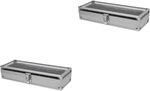VALICLUD 2pcs Slots Aluminium Alloy Watch Organizer Case Transparent Window Portable Display Box for Jewelry Storage for Home and Jewelry Store Use