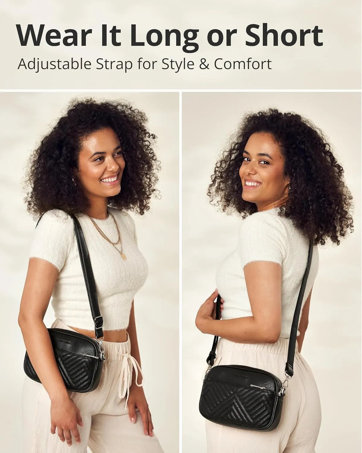 Vantamo Crossbody Bags For Women with Adjustable Strap, Premium PU Leather Purses for Women, Anti-Pickpocket Clip & Gift Box