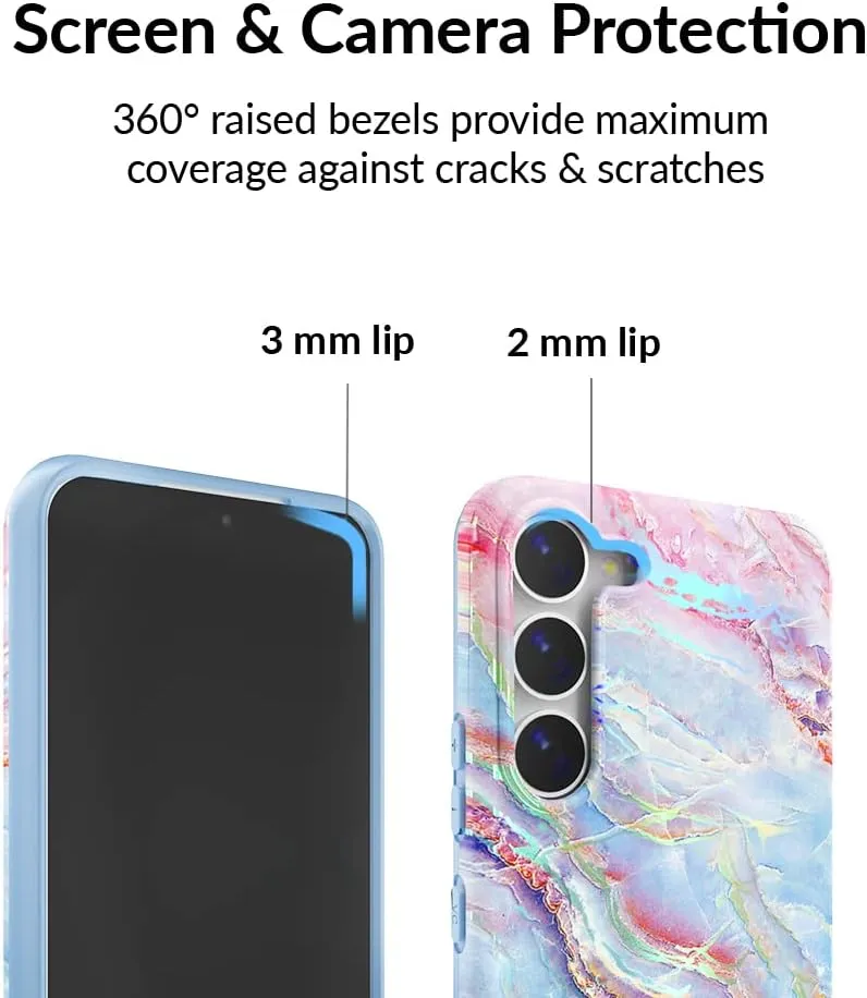 VELVET CAVIAR Compatible with Samsung Galaxy S23 Case for Women [8ft Drop Tested] w/Microfiber Lining - Cute Protective Phone Cases - Holographic Pink Blue Marble (2023 Release, 6.1")
