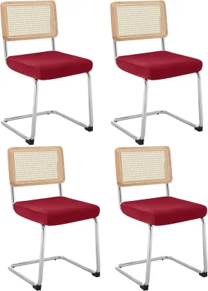 Velvet Chair Seat Covers for Mid Century Modern Dining Chairs, Armless Accent Chairs Seat Slipcovers Pack of 4 (Burgandy)