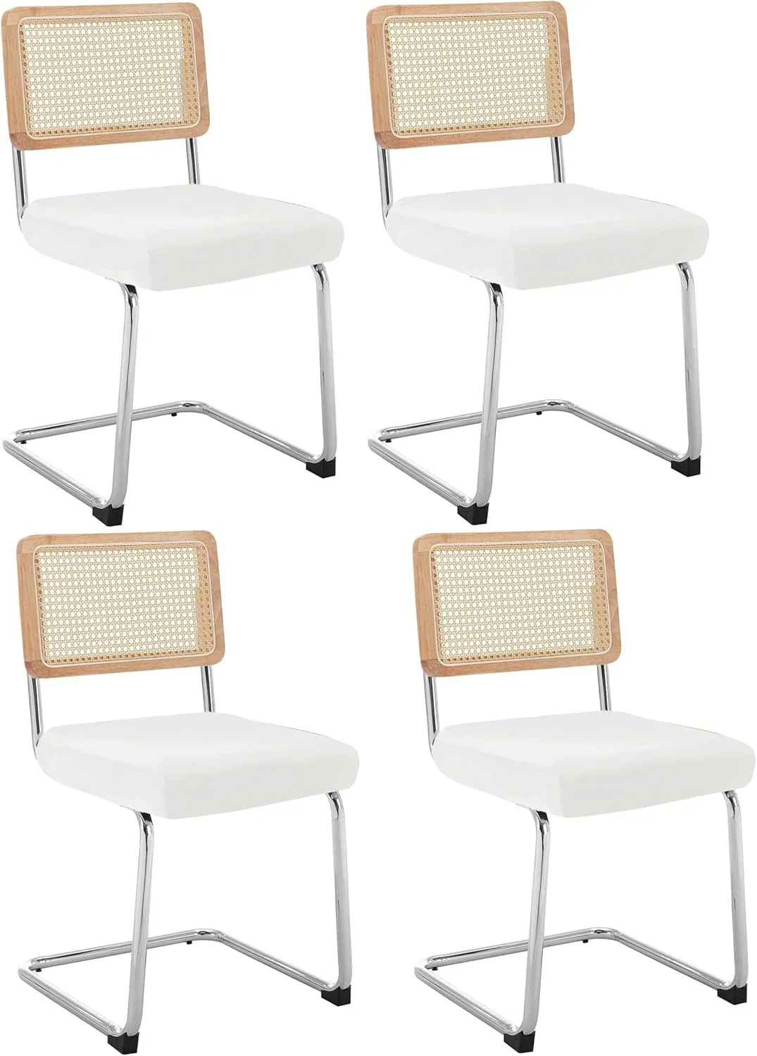 Velvet Chair Seat Covers for Mid Century Modern Dining Chairs, Armless Accent Chairs Seat Slipcovers Pack of 4 (Off White)