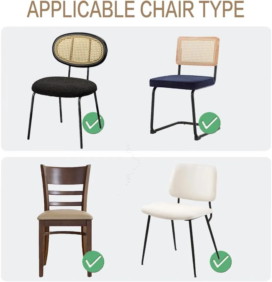 Velvet Chair Seat Covers for Mid Century Modern Dining Chairs, Armless Accent Chairs Seat Slipcovers Pack of 4 (Off White)