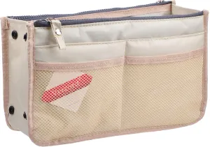 Vercord Updated Purse Handbag Organizer Insert Liner Bag in Bag 13 Pockets Milky Beige Small