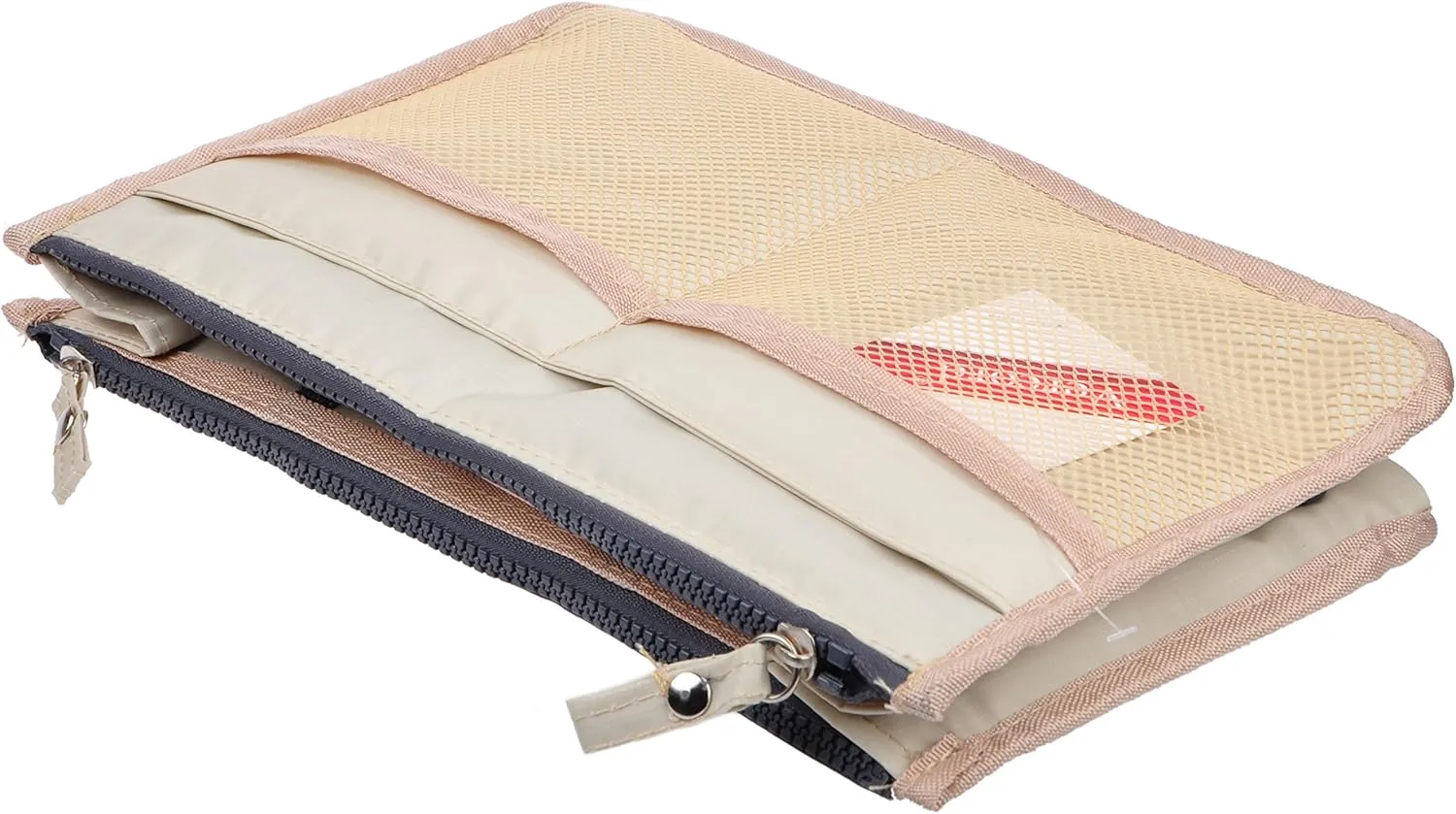 Vercord Updated Purse Handbag Organizer Insert Liner Bag in Bag 13 Pockets Milky Beige Small