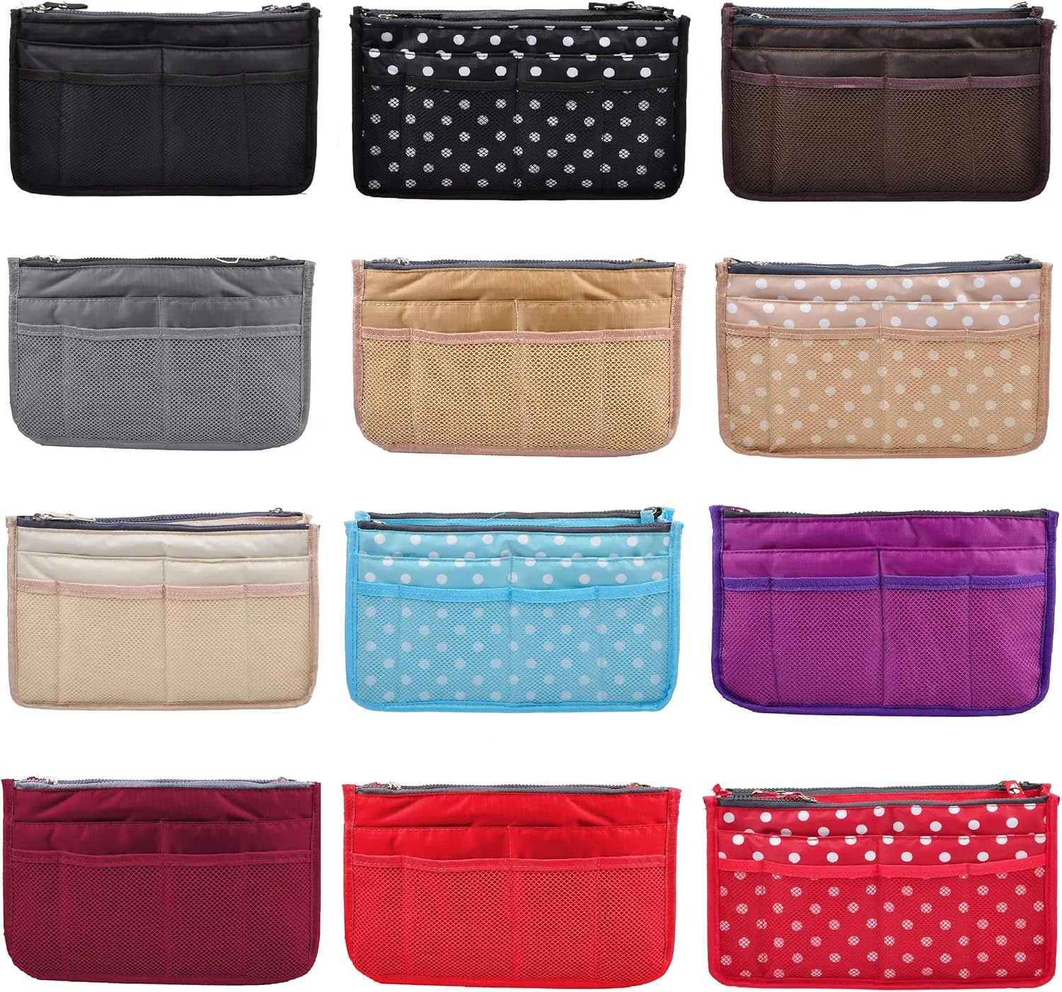 Vercord Updated Purse Handbag Organizer Insert Liner Bag in Bag 13 Pockets Milky Beige Small